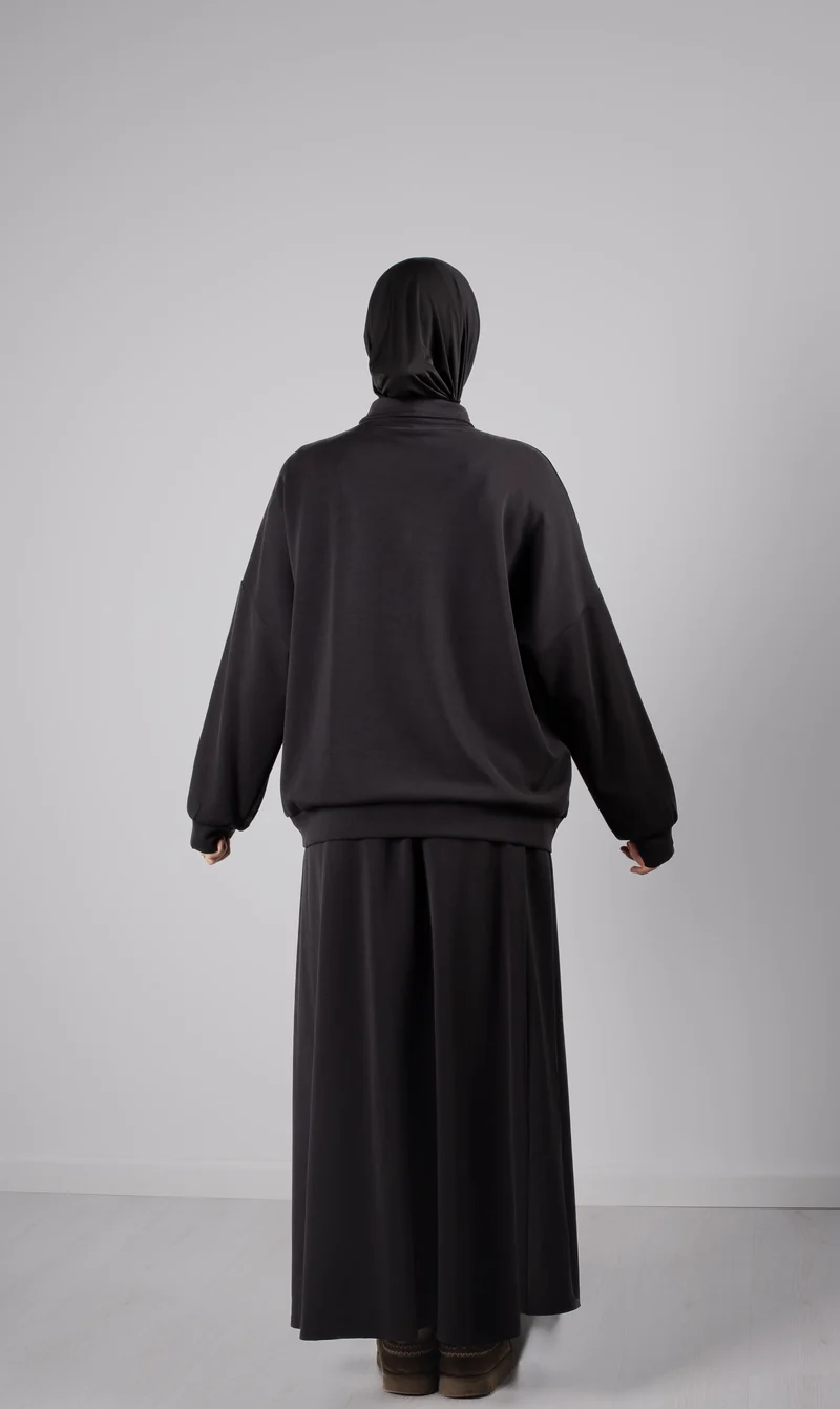 Lässiges Twinset aus weichem Stoff – Schwarz