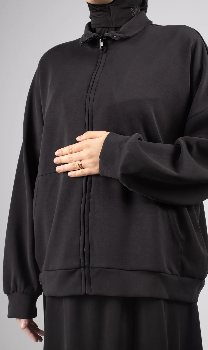 Lässiges Twinset aus weichem Stoff – Schwarz