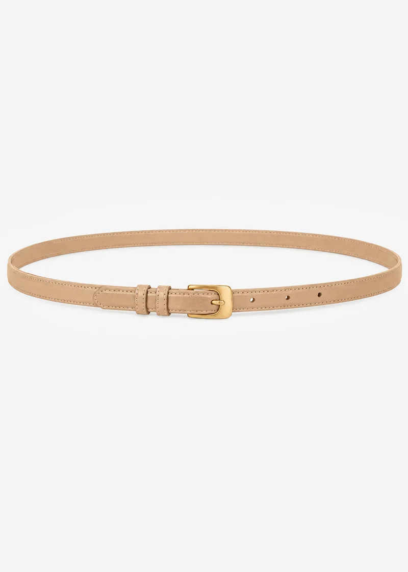 Schmaler Gürtel mit goldfarbener Metallschnalle - beige
