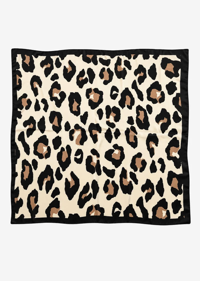 Halstuch mit Leo-Print - schwarz