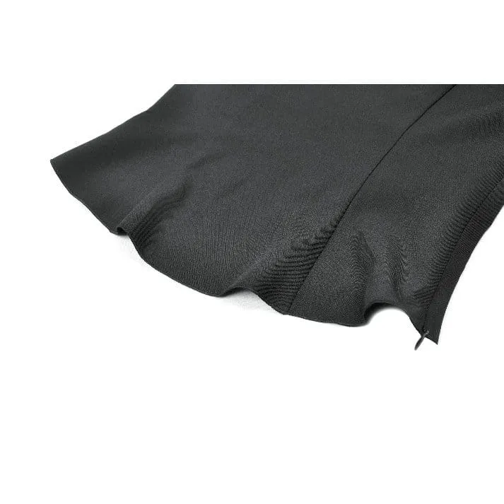 Gothic-Damenbluse mit floralem Spitzen-Patchwork und tiefem Ausschnitt, langen Ärmeln