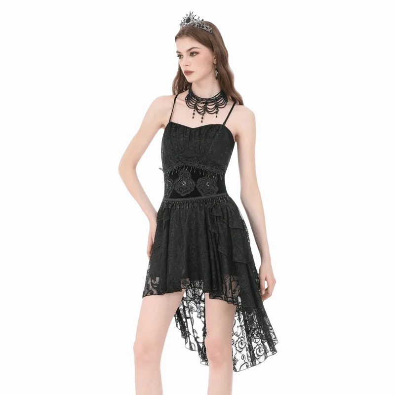 Gothic-Gürtel für Damen mit Stickerei, Perlen und Quasten