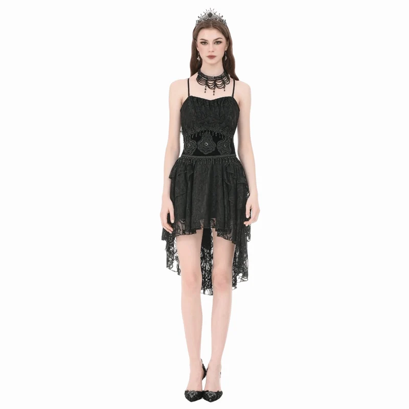 Gothic-Gürtel für Damen mit Stickerei, Perlen und Quasten