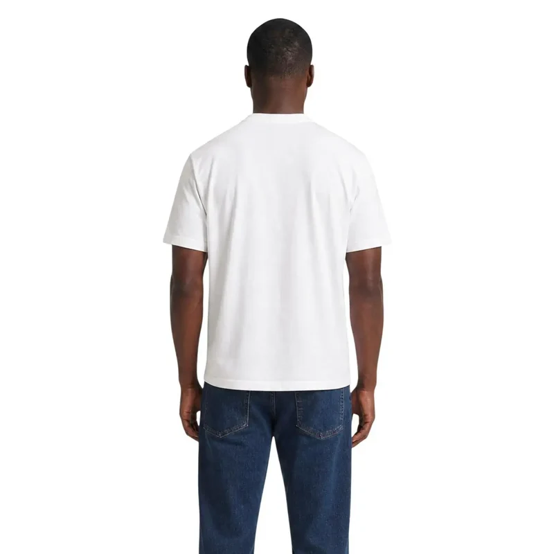 EA7 Herren Weißes Baumwoll-T-Shirt Klassische Passform
