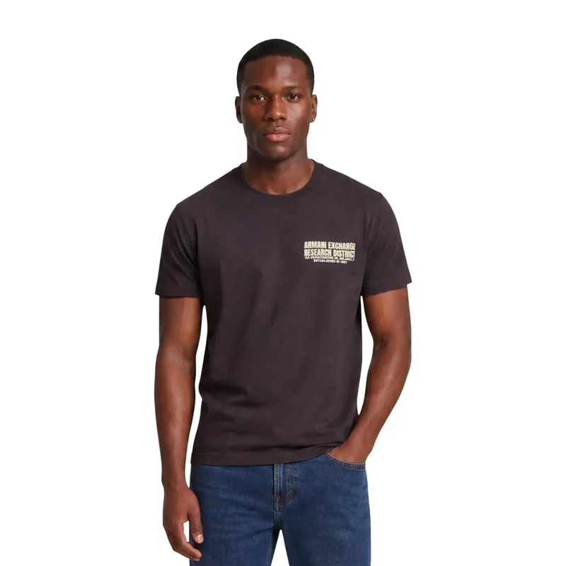Armani Exchange Herren-T-Shirt aus brauner Baumwolle