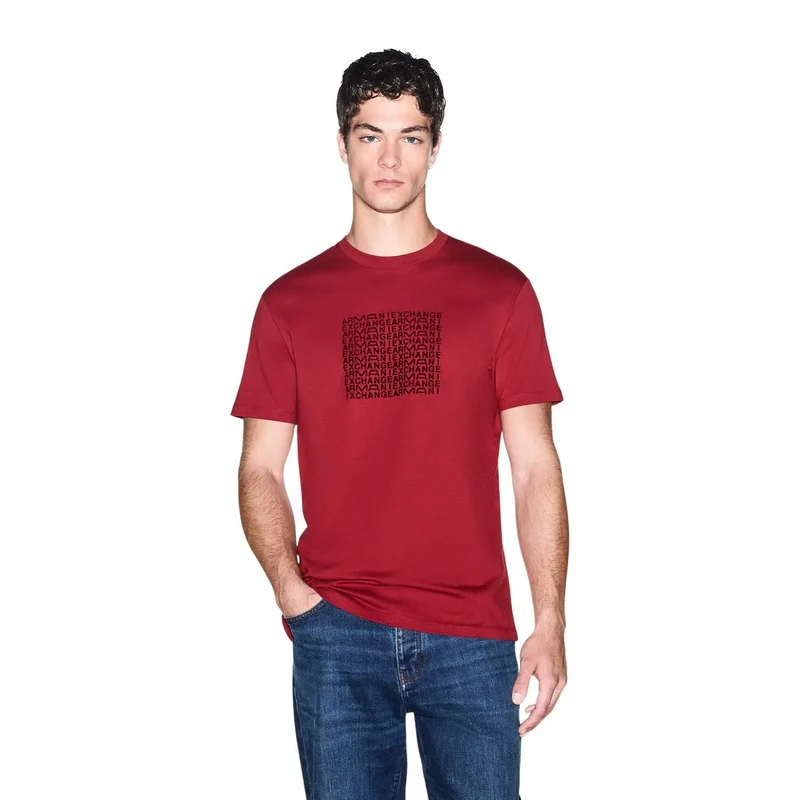 Armani Exchange Rotes Baumwoll-T-Shirt für Herren
