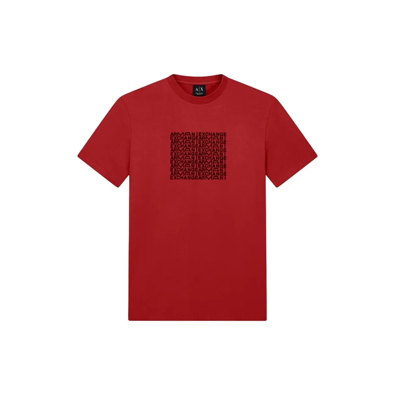Armani Exchange Rotes Baumwoll-T-Shirt für Herren