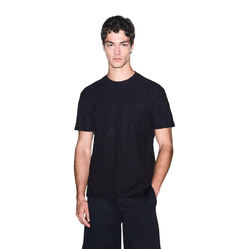 Armani Exchange Schwarzes Baumwoll-T-Shirt für Herren