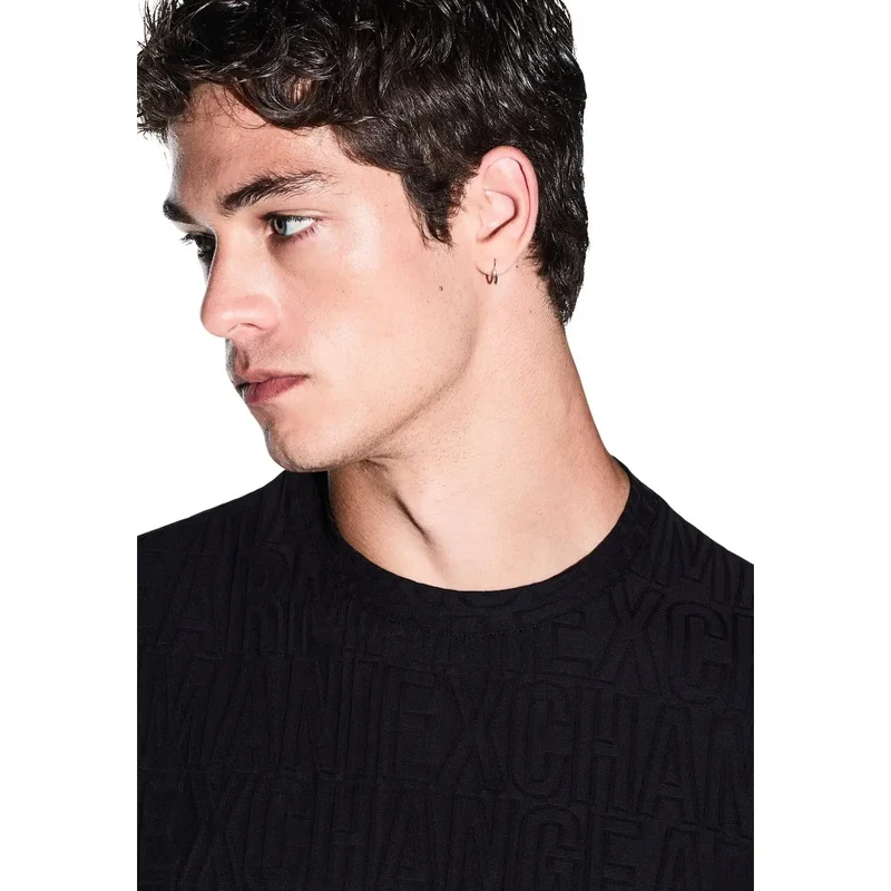 Armani Exchange Schwarzes Baumwoll-T-Shirt für Herren