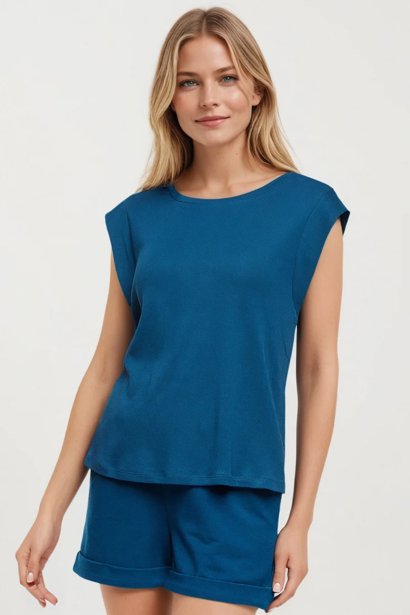 Constance Rib Top | Navy Peony