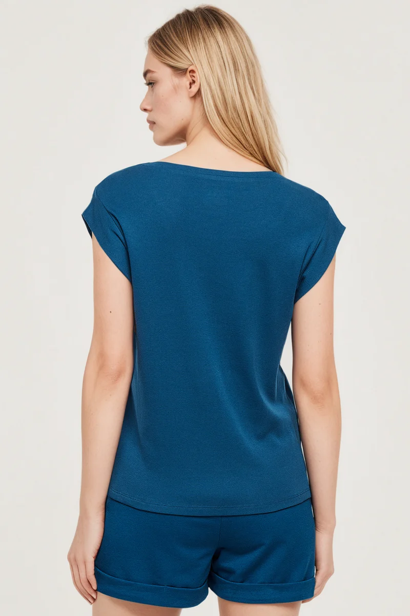 Constance Rib Top | Navy Peony