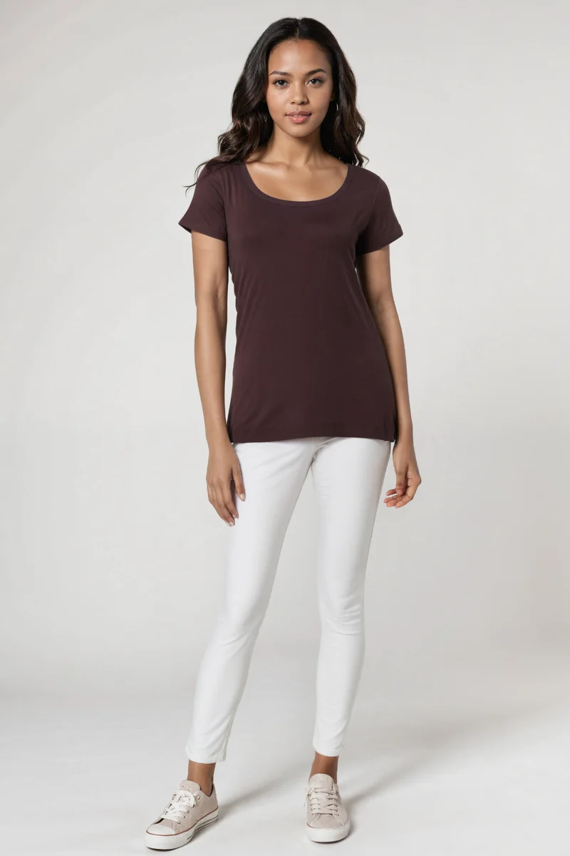 Short Sleeve Round Neck Tee | Chocolate Plum