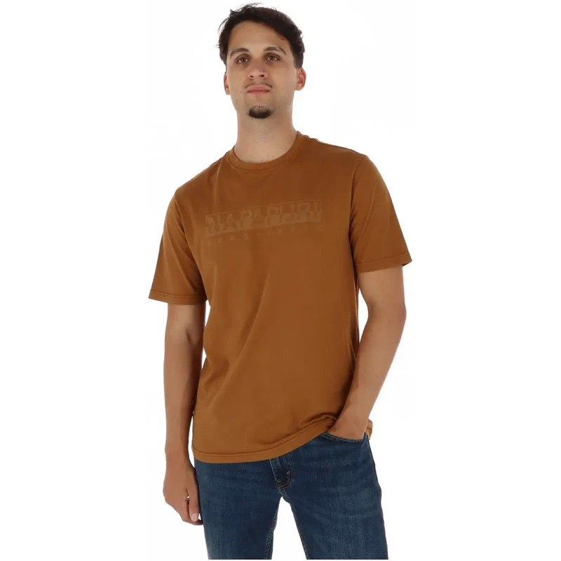 Napapijri Herren Baumwoll-T-Shirt Kamel Rundhals
