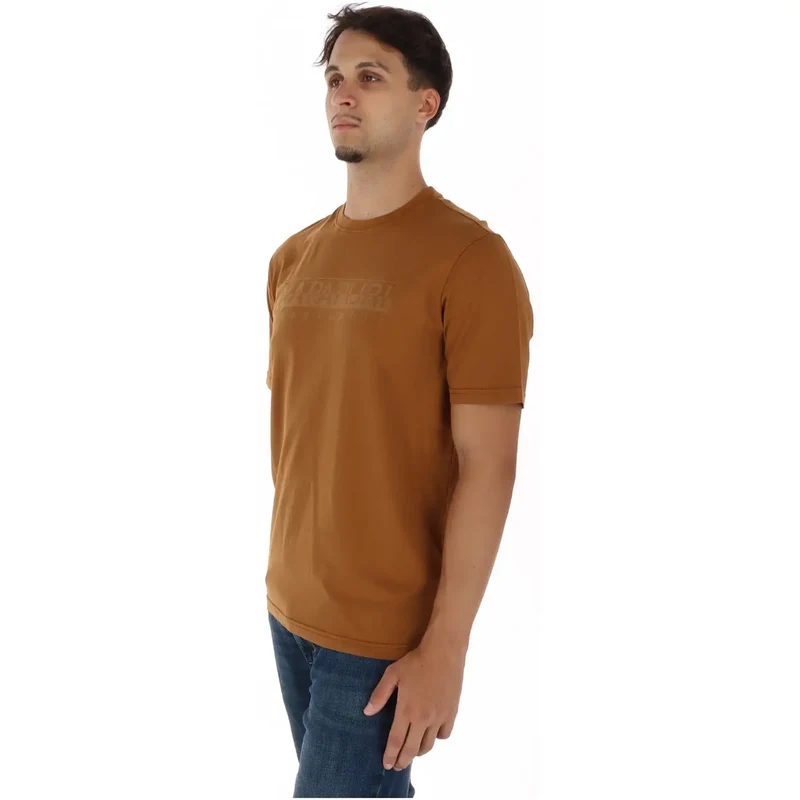 Napapijri Herren Baumwoll-T-Shirt Kamel Rundhals