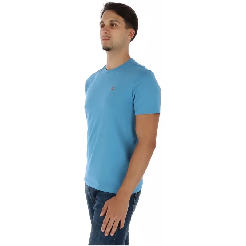 Napapijri Herren-T-Shirt aus hellblauer Baumwolle mit Rundhalsausschnitt