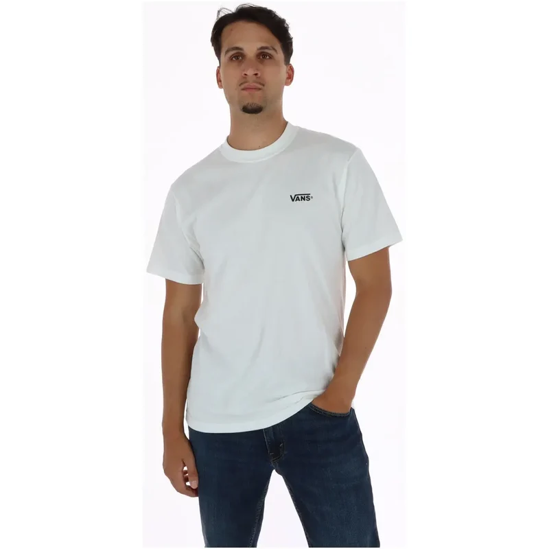 Vans Herren Weißes Baumwoll-T-Shirt Rundhalsausschnitt