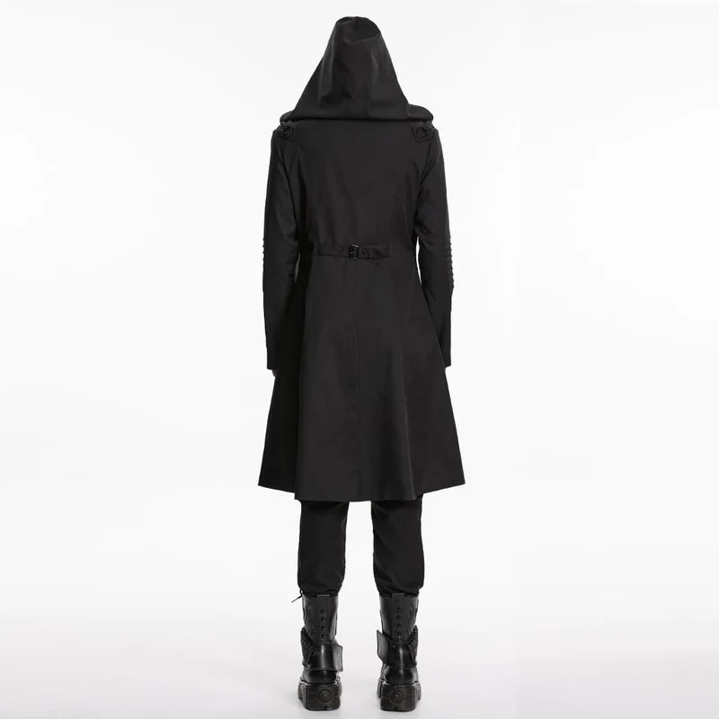 Punk-Herrenjacke mit Kapuze und Reißverschluss, mehrlagig