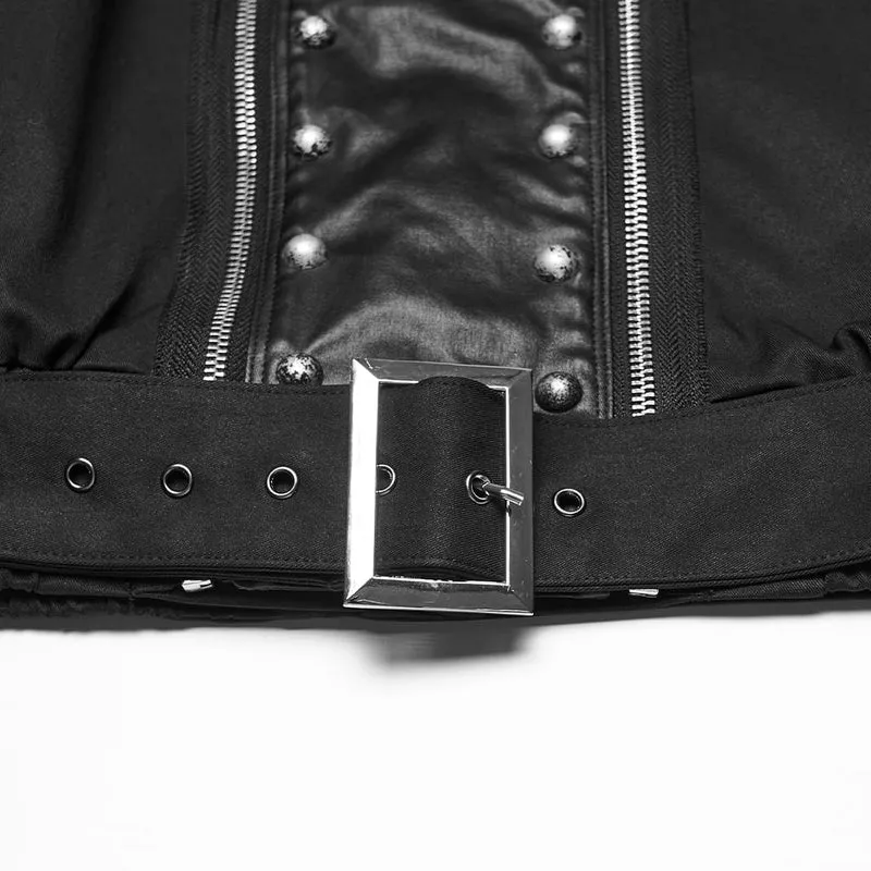 Punk-Herrenjacke mit asymmetrischem Patchwork-Nietenmuster