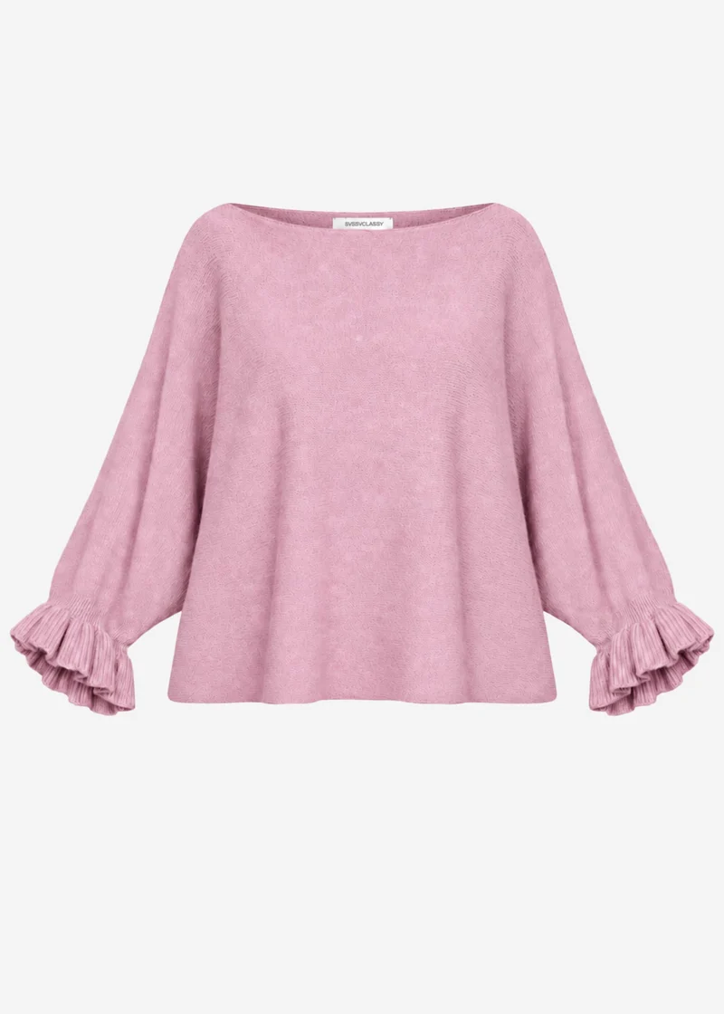Oversize Pullover mit U-Boot Ausschnitt - altrosa