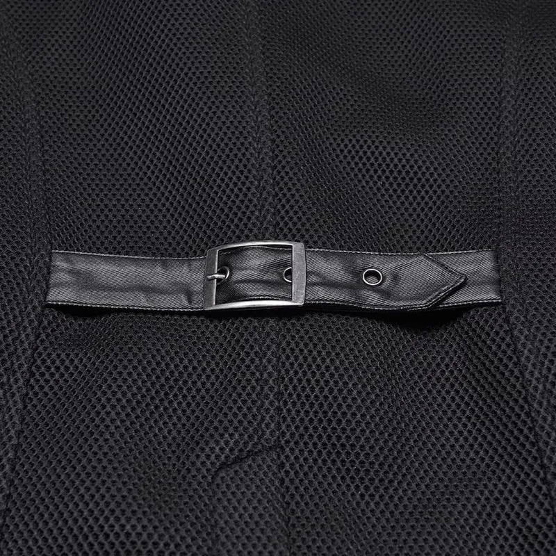 Punk-Weste für Herren mit asymmetrischen Schnallenriemen und Mesh-Einsätzen