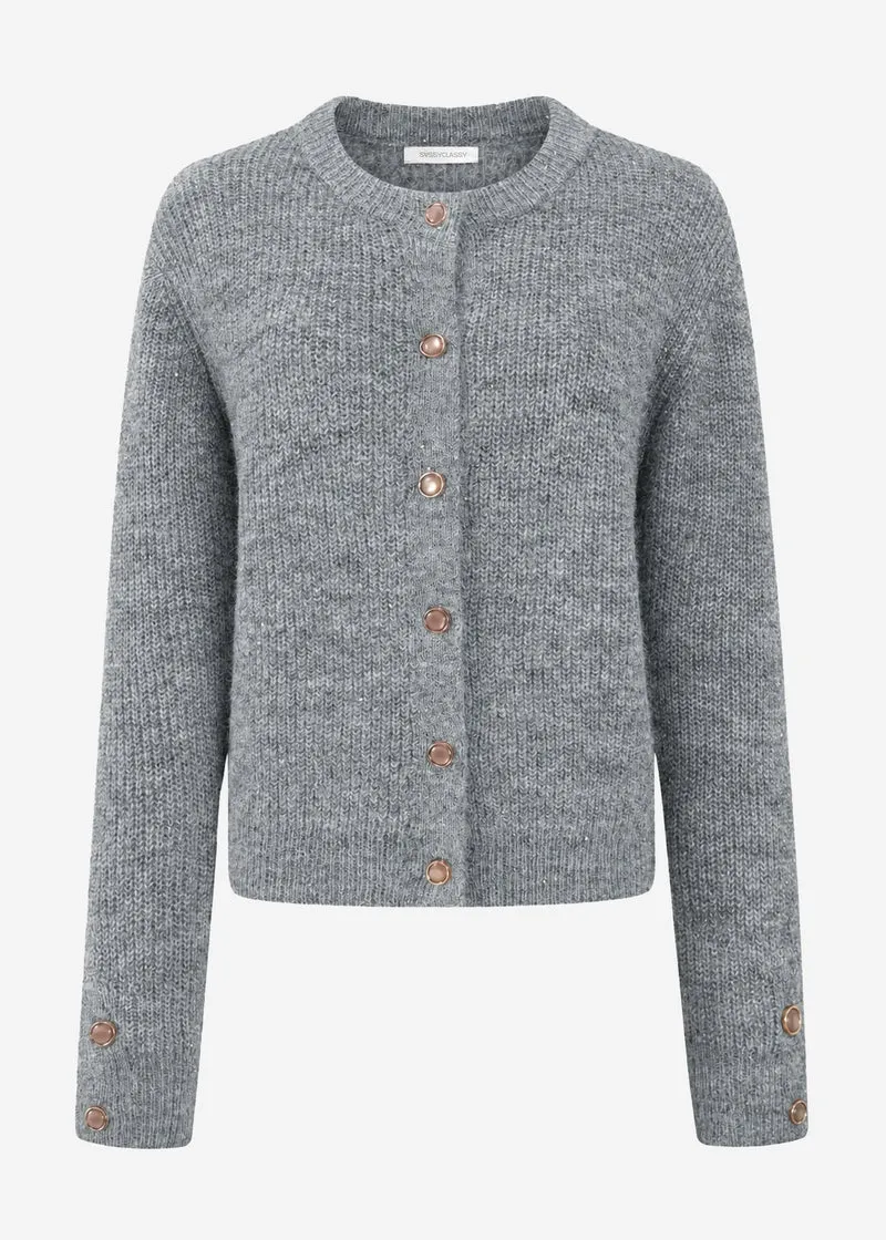 Cardigan mit Pailletten und Lurex - grau