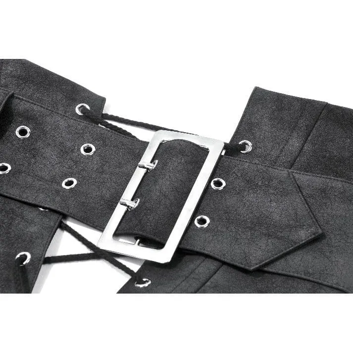 Punk-Damengürtel mit Ösenschnalle, asymmetrischem Design und Schnürung