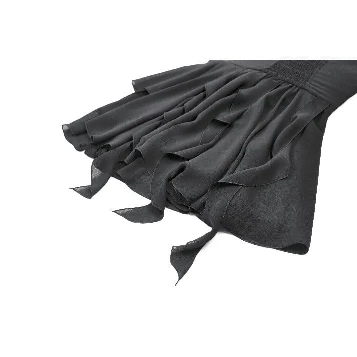 Gothic-Slipkleid für Damen mit Spitzenstickerei, V-Ausschnitt und asymmetrischem Schnitt