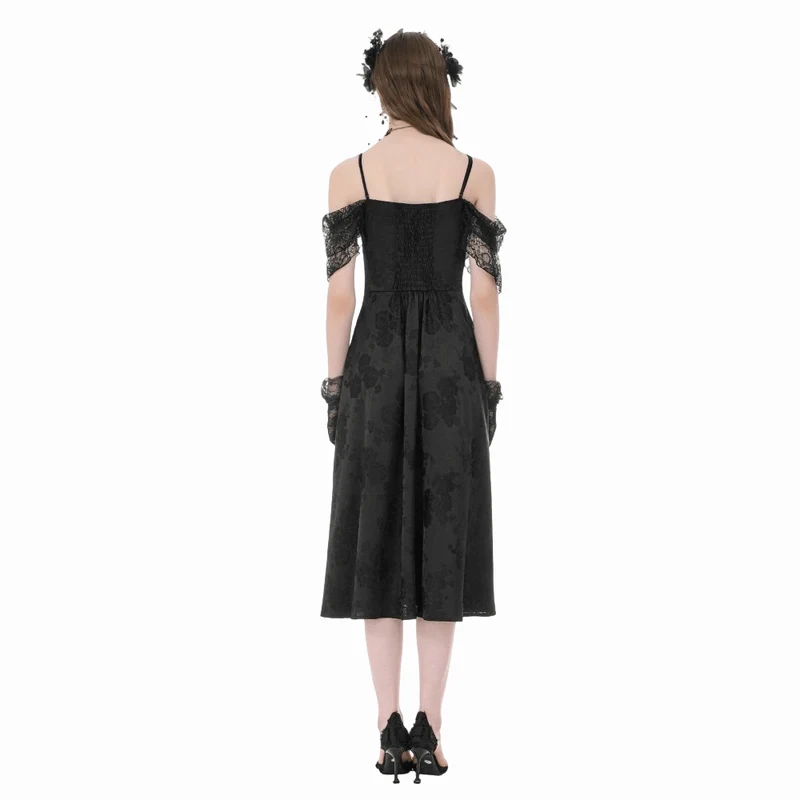 Gothic-Jacquard-Schnürkleid mit schulterfreiem Ausschnitt und Brautkleid für Damen