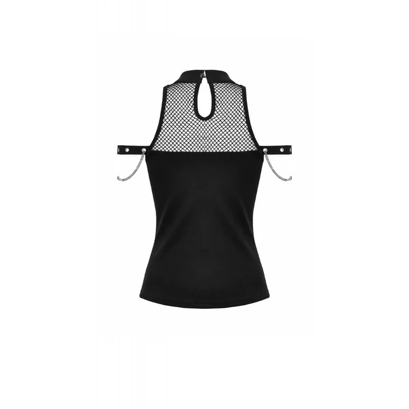 Punk-Tanktop für Damen mit Kreuzausschnitt und Kettenverzierung