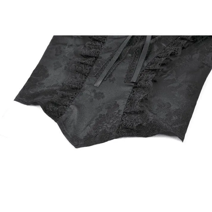 Gothic-Jacquard-Kurzarmhemd mit Rosenausschnitt für Damen