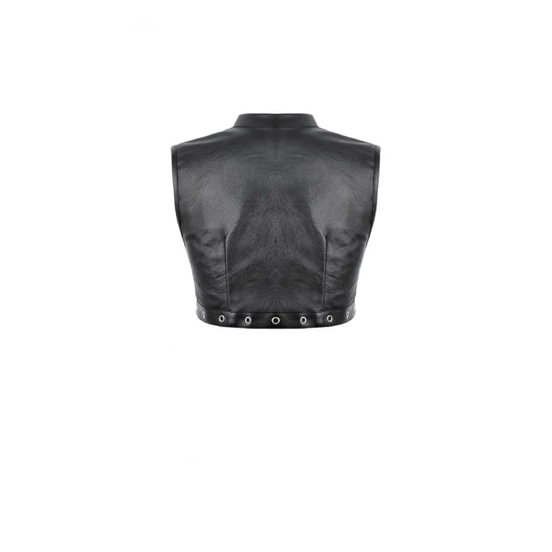 Punk-Crop-Top für Damen mit Ösen, Nieten, Cut-outs und Reißverschluss