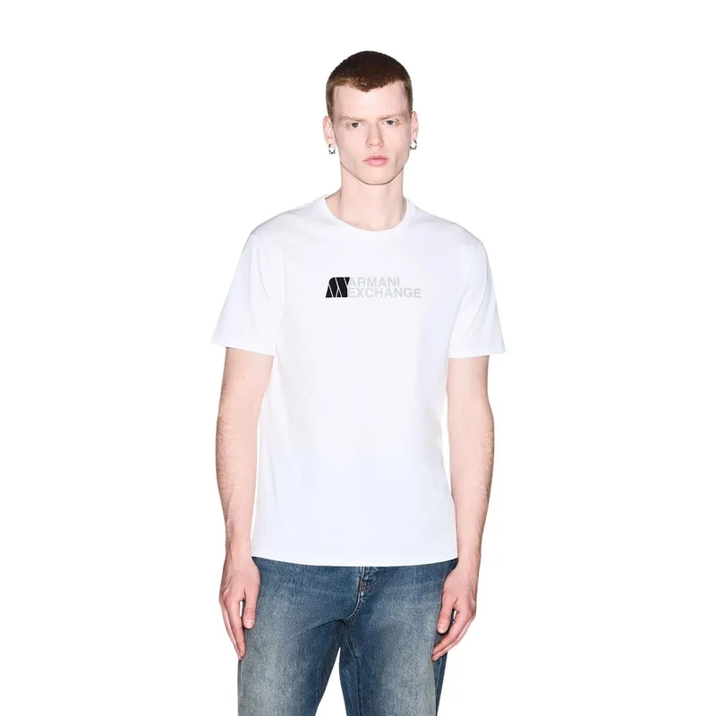 Armani Exchange Weißes Baumwoll-T-Shirt für Herren