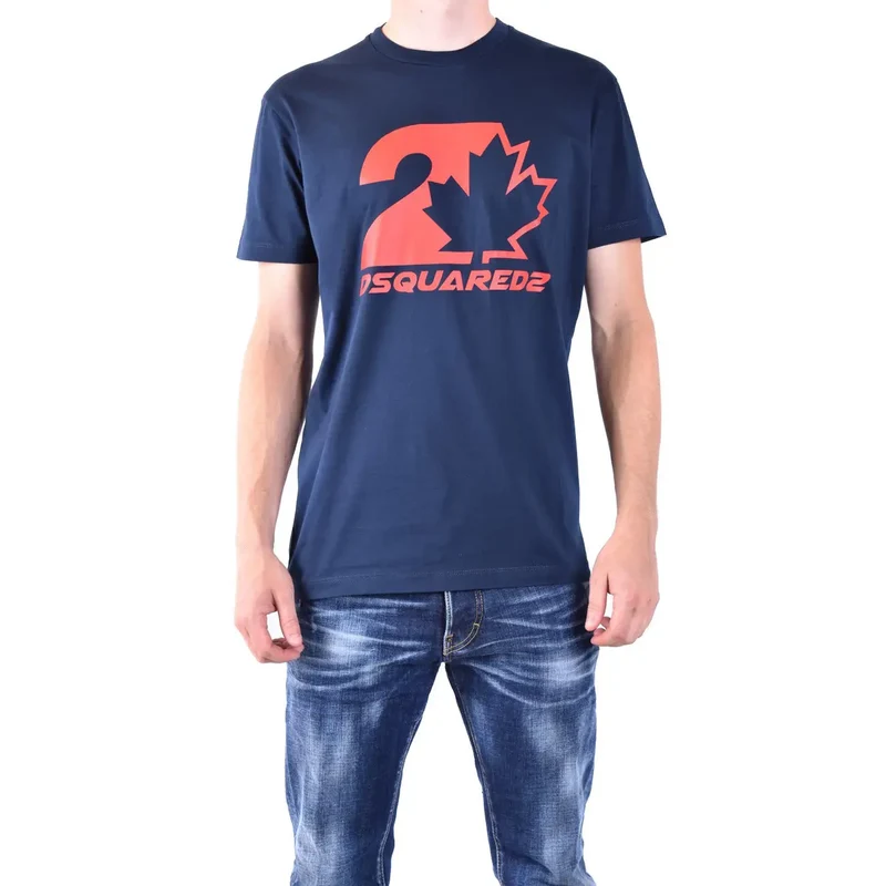 Dsquared2 Herren Blaues Baumwoll-T-Shirt Rundhals