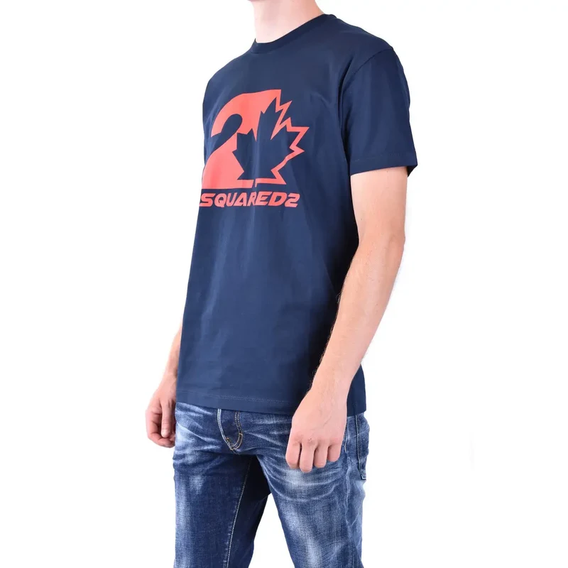 Dsquared2 Herren Blaues Baumwoll-T-Shirt Rundhals
