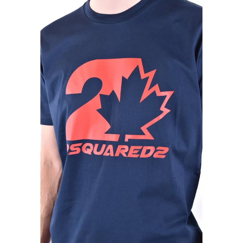 Dsquared2 Herren Blaues Baumwoll-T-Shirt Rundhals