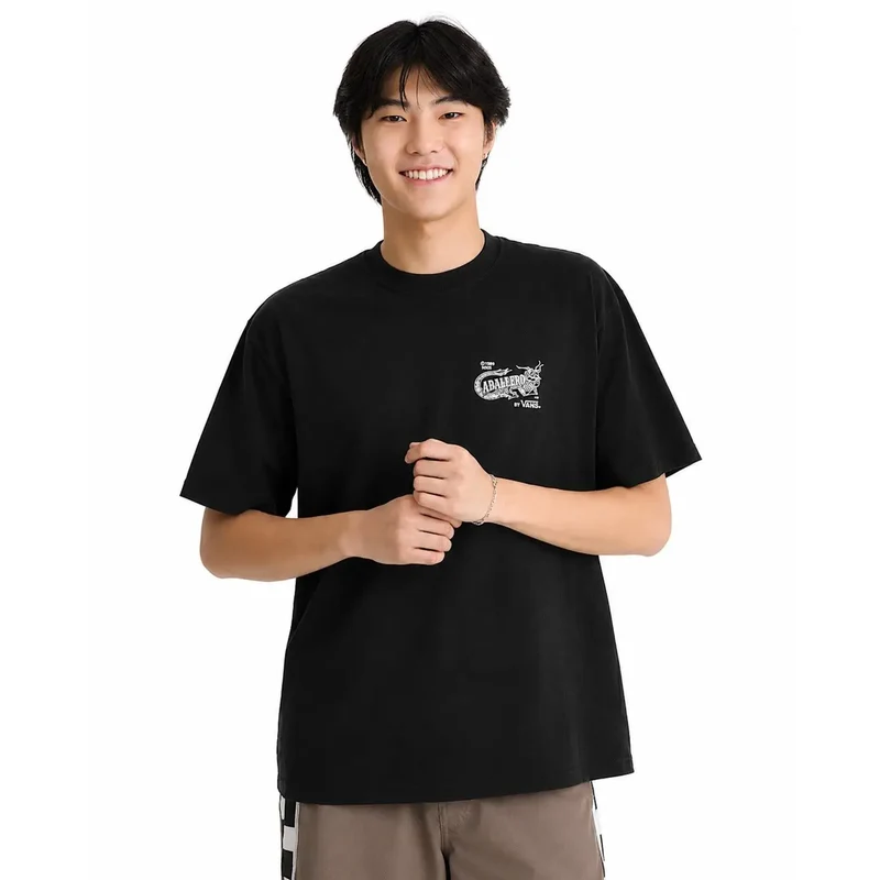 Vans Herren Schwarzes Baumwoll-T-Shirt Kurzarm Rundhalsausschnitt
