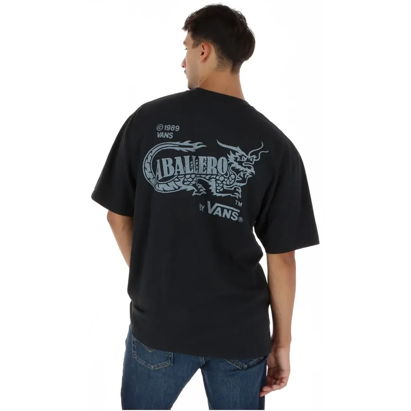 Vans Herren Schwarzes Baumwoll-T-Shirt Kurzarm Rundhalsausschnitt