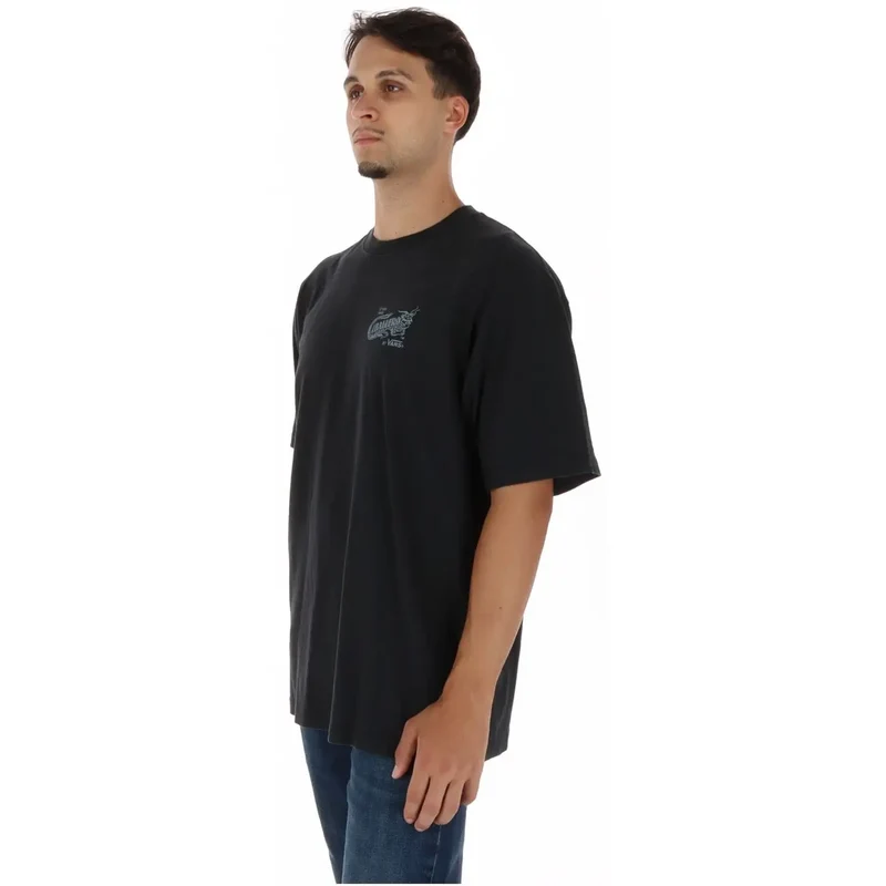 Vans Herren Schwarzes Baumwoll-T-Shirt Kurzarm Rundhalsausschnitt