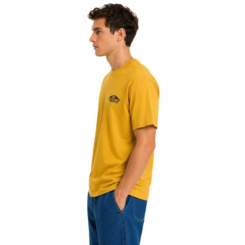 Vans Herren Gelbes Baumwoll-T-Shirt Rundhalsausschnitt