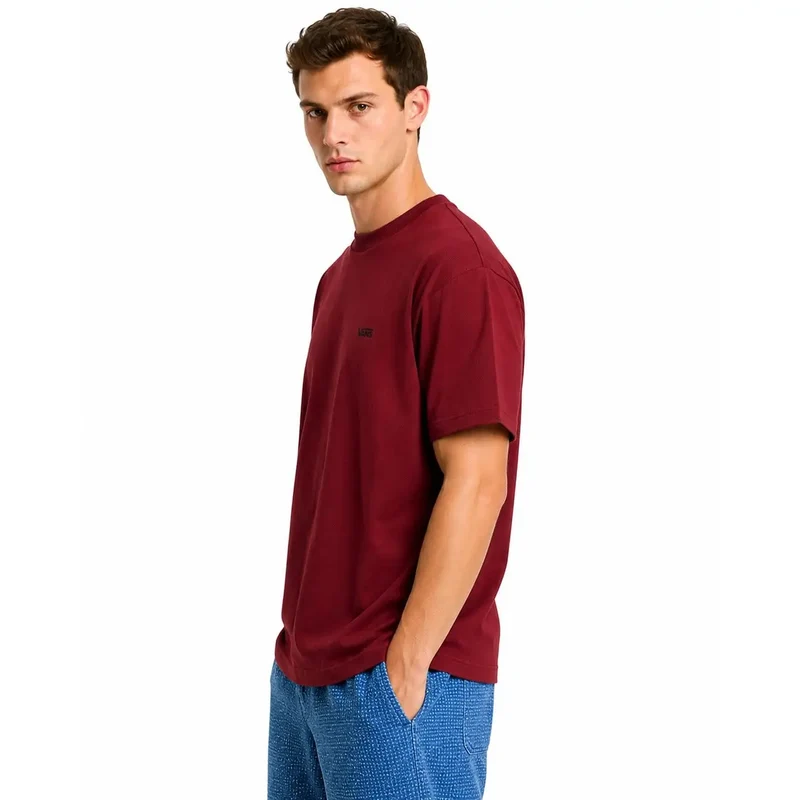 Vans Herren Baumwoll-T-Shirt Bordeaux Rundhals