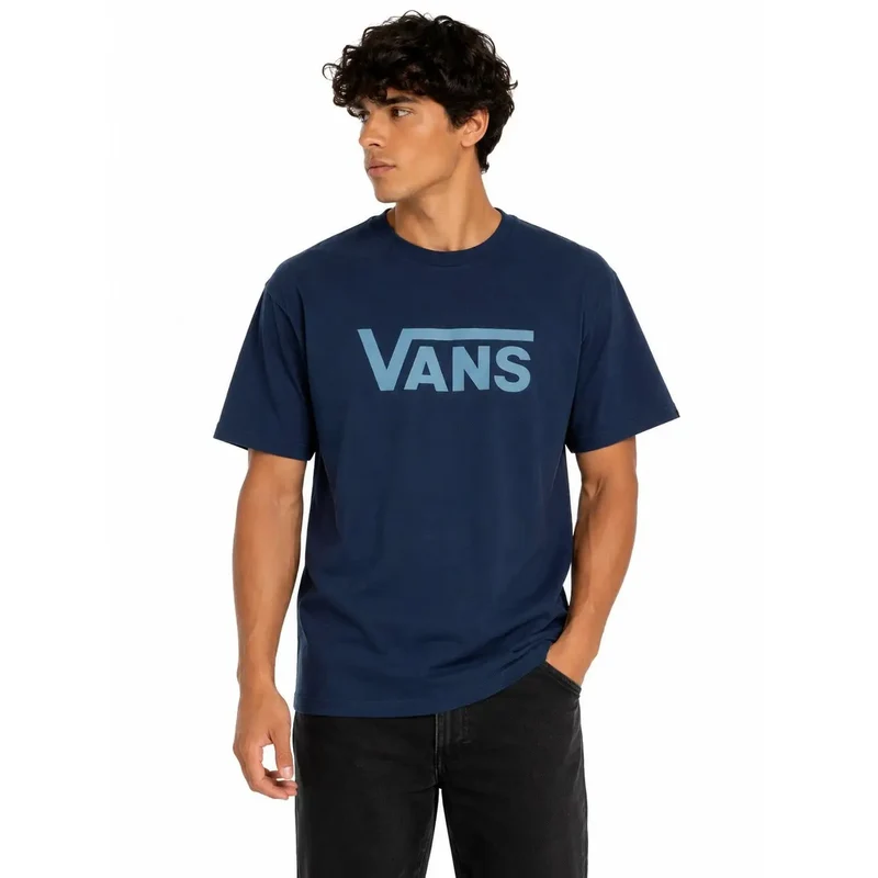 Vans Herren Blaues Baumwoll-T-Shirt Kurzarm Rundhalsausschnitt