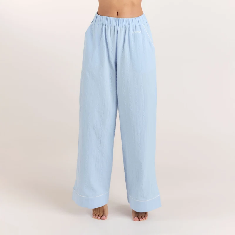 Texturierte Pyjamashorts aus Baumwoll - Blau