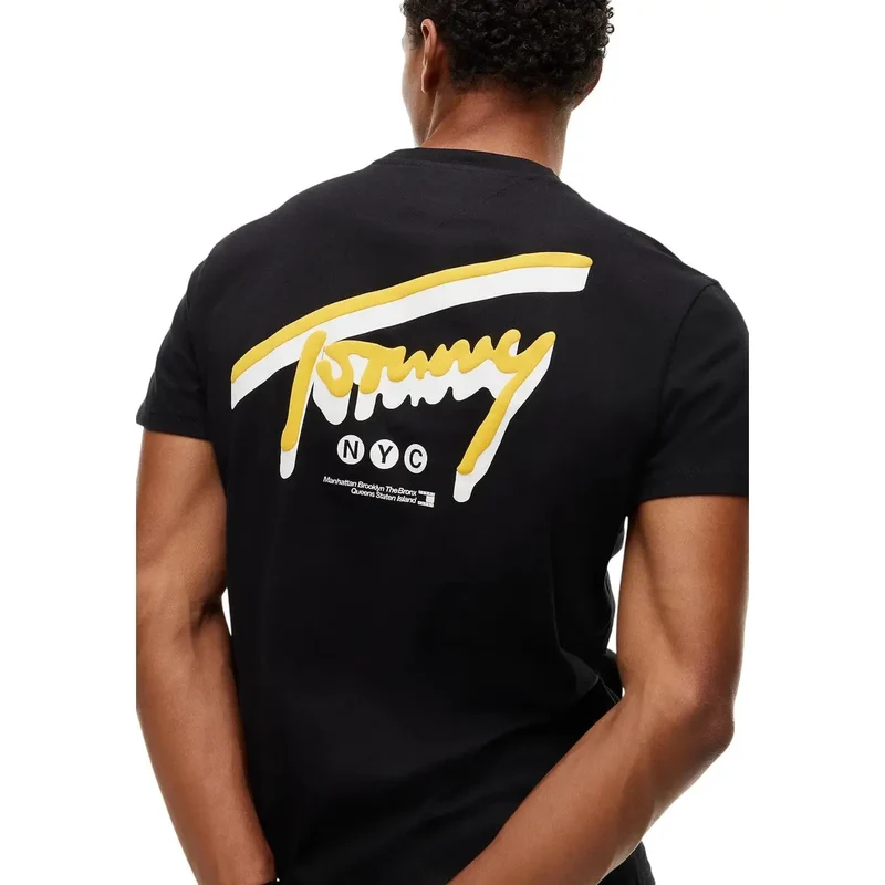 Tommy Hilfiger Schwarzes T-Shirt für Herren aus Bio-Baumwolle
