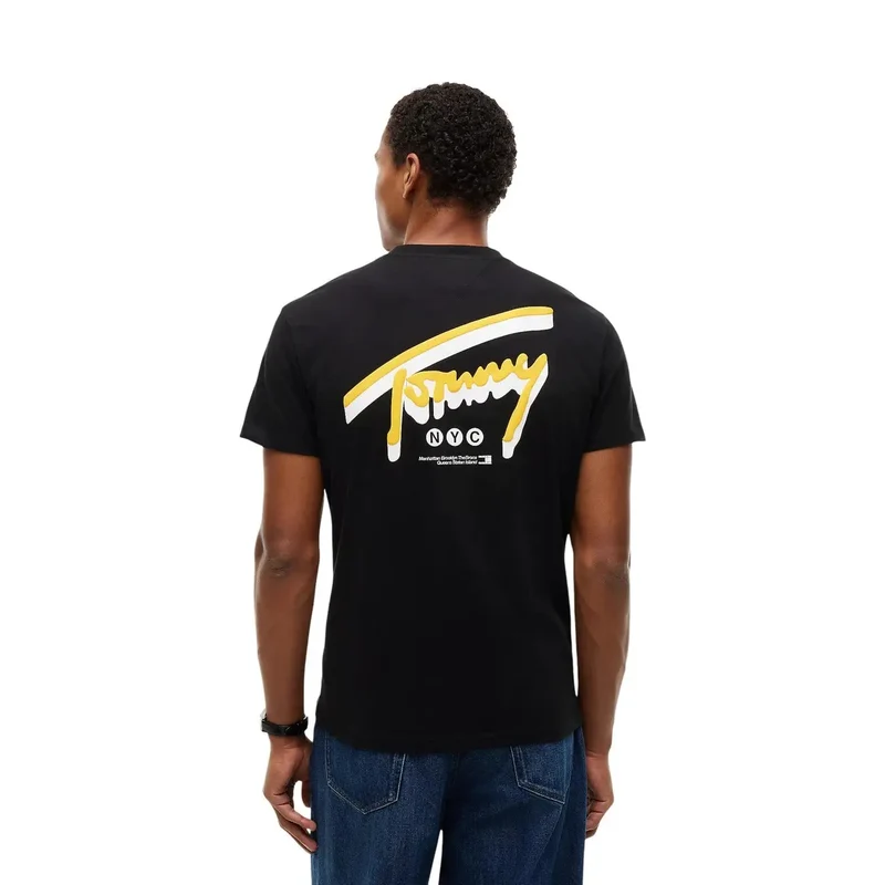 Tommy Hilfiger Schwarzes T-Shirt für Herren aus Bio-Baumwolle