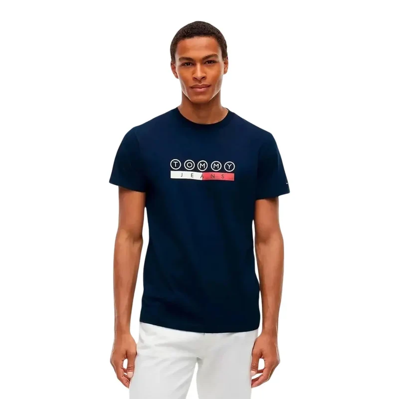 Tommy Hilfiger Herren T-Shirt aus blauer Bio-Baumwolle
