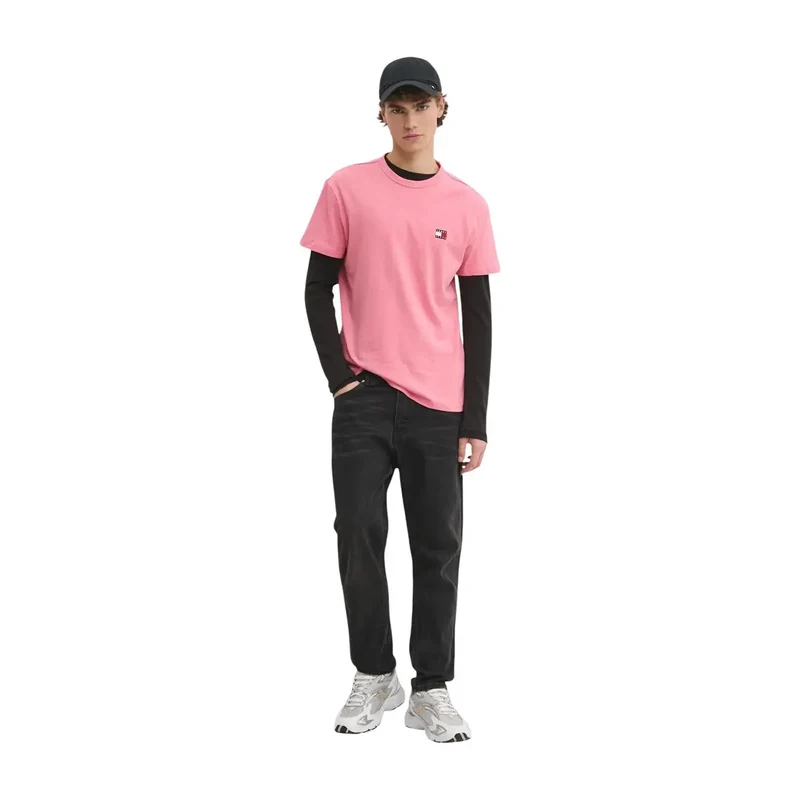 Tommy Hilfiger Herren T-Shirt aus rosa Bio-Baumwolle, normale Passform