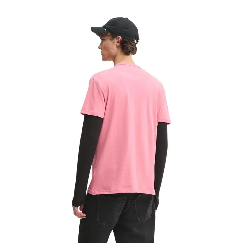Tommy Hilfiger Herren T-Shirt aus rosa Bio-Baumwolle, normale Passform