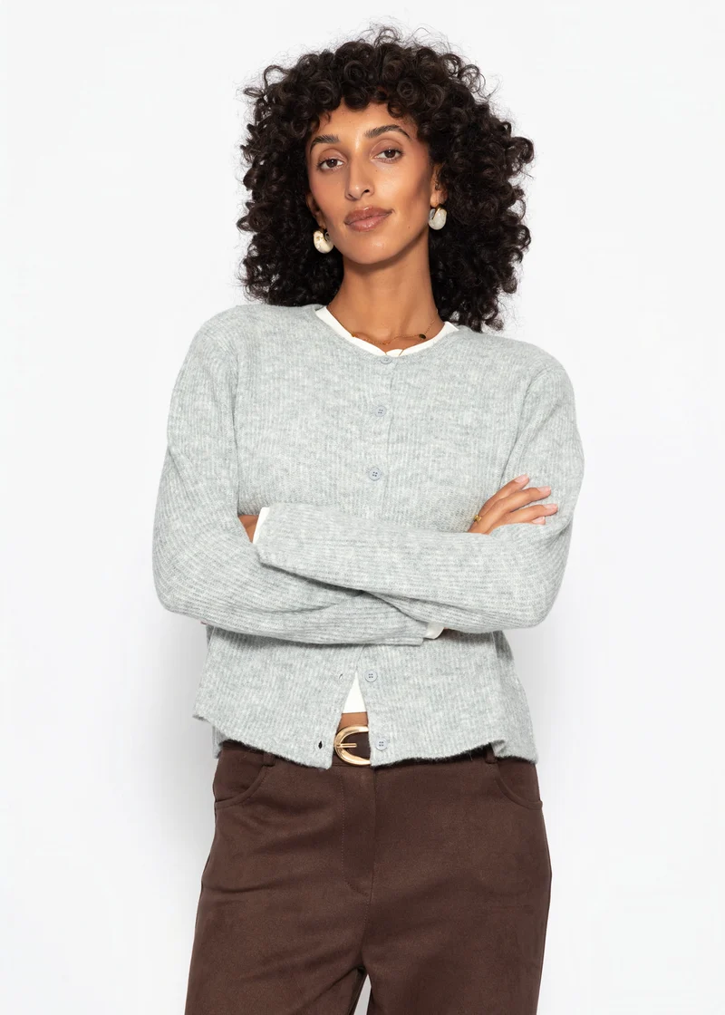 Cardigan mit Rippstruktur - hellgrau