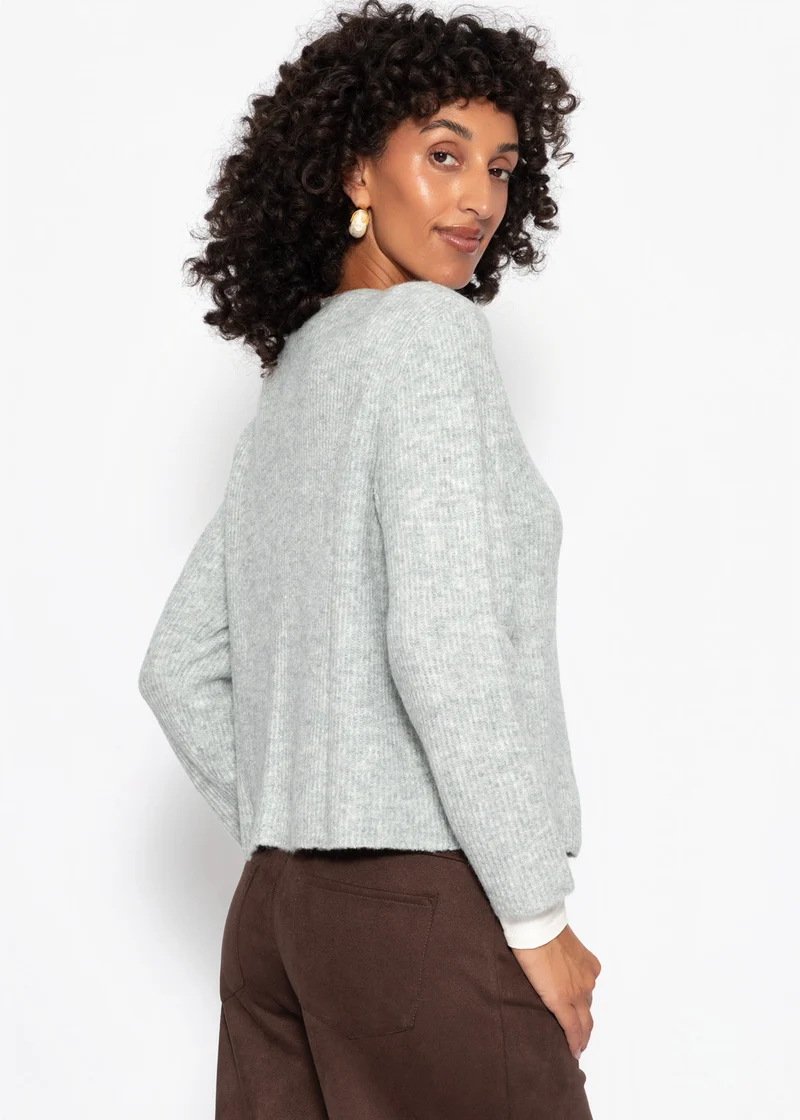 Cardigan mit Rippstruktur - hellgrau