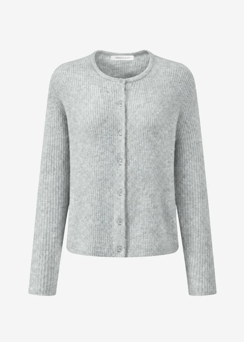 Cardigan mit Rippstruktur - hellgrau